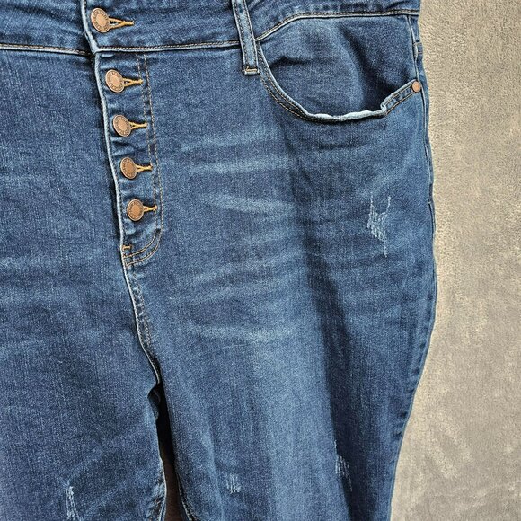 Judy Blue Skinny Fit Jeans 24W Dark Wash Button Fly Lightly Distressed High Rise - Picture 4 of 11